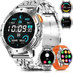 Military Smart Watches for Men with Bluetooth Call, 1.43" AMOLED Waterproof Smartwatch with Flashlight, 111 Sport Modes, 530mAh Heart Rate/SpO2/Sleep Monitor Fitness Tracker for Android iOS Military Smart Watches for Men with Bluetooth Call, 1.43" AMOLED Waterproof Smartwatch with Flashlight, 111 Sport Modes, 530mAh Heart Rate/SpO2/Sleep Monitor Fitness Tracker for Android iOS