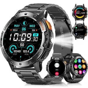 Military Smart Watches for Men with Bluetooth Call, 1.43" AMOLED Waterproof Smartwatch with Flashlight, 111 Sport Modes, 530mAh Heart Rate/SpO2/Sleep Monitor Fitness Tracker for Android iOS Military Smart Watches for Men with Bluetooth Call, 1.43" AMOLED Waterproof Smartwatch with Flashlight, 111 Sport Modes, 530mAh Heart Rate/SpO2/Sleep Monitor Fitness Tracker for Android iOS