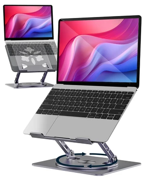 360° Rotating Laptop Stand for Desk Adjustable, Foldable, Portable Aluminum Ergonomic Riser Compatible with MacBook, Dell, HP & All Laptops 10-16 inch Gray 360° Rotating Laptop Stand for Desk Adjustable, Foldable, Portable Aluminum Ergonomic Riser Compatible with MacBook, Dell, HP & All Laptops 10-16 inch Gray