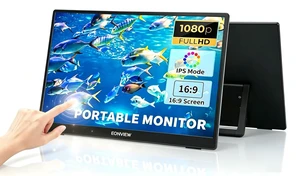 Portable Touchscreen Monitor, 14 Inch, 1080P IPS Display, Zero Frame, USB-C and HDMI, for Laptop, PC, Mac, PS, Xbox, Nintendo Switch Portable Touchscreen Monitor, 14 Inch, 1080P IPS Display, Zero Frame, USB-C and HDMI, for Laptop, PC, Mac, PS, Xbox, Nintendo Switch