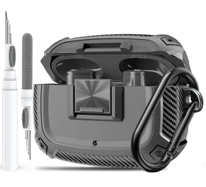 for Beats Studio Buds/Bud + Case Cover with Lock Clip 2021/2023, Rugged Shockproof Protective Hard Skin with Carabiner&Cleaner Pen Men Women for Beat Studio Buds/Bud Plus Earbuds - Grey for Beats Studio Buds/Bud + Case Cover with Lock Clip 2021/2023, Rugged Shockproof Protective Hard Skin with Carabiner&Cleaner Pen Men Women for Beat Studio Buds/Bud Plus Earbuds - Grey