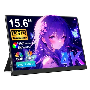 4K Portable Monitor 15.6" UHD 3840x2400 16:10 IPS 450 Nits 139% sRGB HDR with 2 USB-C & Mini HDMI Ports, Built-in Stand Speakers,Aluminum Body, VESA Travel Monitor for Laptop Mac PC PS5 Xbox 4K Portable Monitor 15.6" UHD 3840x2400 16:10 IPS 450 Nits 139% sRGB HDR with 2 USB-C & Mini HDMI Ports, Built-in Stand Speakers,Aluminum Body, VESA Travel Monitor for Laptop Mac PC PS5 Xbox