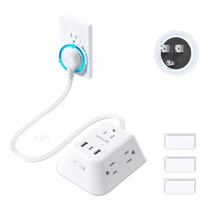 360° Rotating Plug Power Strip, 1440J Surge Protector Outlet 1.5FT Short Extension Cord with 5 Outlets and 3 USB Ports, Wall Mount Power Strip for Indoor Home Office Dorm Room, White 360° Rotating Plug Power Strip, 1440J Surge Protector Outlet 1.5FT Short Extension Cord with 5 Outlets and 3 USB Ports, Wall Mount Power Strip for Indoor Home Office Dorm Room, White