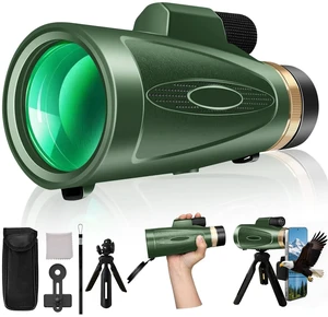 Monocular Telescope 80X100 HD High Power with Smartphone Adapter Tripod Larger Vision Monoculars for Adults with BAK4 Prism & FMC Lens Suitable for Bird Watching Monocular Telescope 80X100 HD High Power with Smartphone Adapter Tripod Larger Vision Monoculars for Adults with BAK4 Prism & FMC Lens Suitable for Bird Watching
