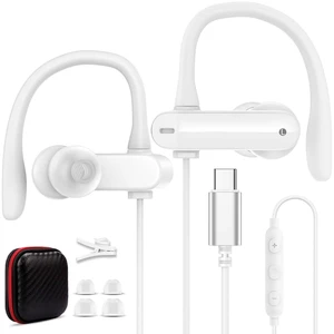 USB C Earbuds Wired Over Ear Headphones for iPhone 18 Pro Max 17 16 for Samsung S26 S25 S24 Ultra A17 Type C Sport Headphones,Wired Earphone with Ear Hooks&Loop Microphone for iPad 11 Air,White USB C Earbuds Wired Over Ear Headphones for iPhone 18 Pro Max 17 16 for Samsung S26 S25 S24 Ultra A17 Type C Sport Headphones,Wired Earphone with Ear Hooks&Loop Microphone for iPad 11 Air,White