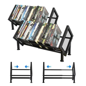PUTNATRURE DVD Storage Rack, Expandable Game & Blu ray Case Display, 2 Pack Holds 52 Cases, Video Game Storage Holder, Width Adjustable, Desktop Media Organizer Bookshelf, Heavy Duty, Rubber Feet PUTNATRURE DVD Storage Rack, Expandable Game & Blu ray Case Display, 2 Pack Holds 52 Cases, Video Game Storage Holder, Width Adjustable, Desktop Media Organizer Bookshelf, Heavy Duty, Rubber Feet