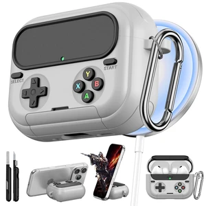 Retro Game Case for AirPods Pro 3 Game Console Design Protective Cover with Foldable Stand, Secure Lock Anti-Drop Shockproof PC+TPU Case, Keychain & Cleaning Kit for Men & Boys, Gray Retro Game Case for AirPods Pro 3 Game Console Design Protective Cover with Foldable Stand, Secure Lock Anti-Drop Shockproof PC+TPU Case, Keychain & Cleaning Kit for Men & Boys, Gray