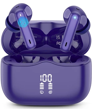 Wireless Earbuds, Bluetooth 5.4 Headphones in Ear with HiFi Stereo Deep Bass, 4 ENC Noise Cancelling Mic Wireless Earphones 40H, in-Ear Earbud Bluetooth Dual LED Display IP7 Waterproof, Pure-Blue Wireless Earbuds, Bluetooth 5.4 Headphones in Ear with HiFi Stereo Deep Bass, 4 ENC Noise Cancelling Mic Wireless Earphones 40H, in-Ear Earbud Bluetooth Dual LED Display IP7 Waterproof, Pure-Blue