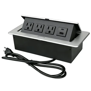 Power Hub for Conference Table PD20W USB-C Fast Charging, Silver Pop Up Power Strip, 3AC Outlets, USB A+Type C Port, for Conference Room Kitchen Countertop Power Hub for Conference Table PD20W USB-C Fast Charging, Silver Pop Up Power Strip, 3AC Outlets, USB A+Type C Port, for Conference Room Kitchen Countertop