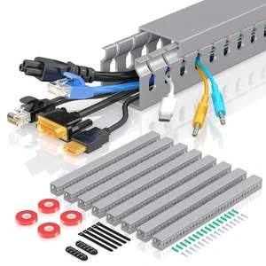 Open Slot Wire Duct Kit, 125.6"(8 x 15.7) Server Rack Cable Management, Cable Management Raceway for Hide Network HDMI VGA Cable, Wiring Raceway Cable Duct, Desk Wire Channel, 8 Pack, Grey Open Slot Wire Duct Kit, 125.6"(8 x 15.7) Server Rack Cable Management, Cable Management Raceway for Hide Network HDMI VGA Cable, Wiring Raceway Cable Duct, Desk Wire Channel, 8 Pack, Grey