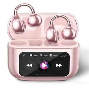 Clip-on Earbuds, Open Ear Earbuds with LCD Touchscreen Wireless Bluetooth 5.4, Lightweight M100 Open Ear Headphones with C-Shaped Bridge, Slim Hook,48H Battery, for Sports, Fitness (Pink) Clip-on Earbuds, Open Ear Earbuds with LCD Touchscreen Wireless Bluetooth 5.4, Lightweight M100 Open Ear Headphones with C-Shaped Bridge, Slim Hook,48H Battery, for Sports, Fitness (Pink)