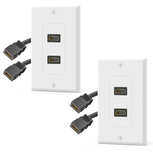 4K HDMI Outlet Wall Plate 2-Port, with Pigtail Cable, 2 Pack Supports 4K@60 Hz HDR ARC, HDMI Outlet for Home Theater, High-Speed, Easy Installation 4K HDMI Outlet Wall Plate 2-Port, with Pigtail Cable, 2 Pack Supports 4K@60 Hz HDR ARC, HDMI Outlet for Home Theater, High-Speed, Easy Installation