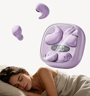 Flat Sleep Earbuds for Side Sleepers, Invisible Mini Earbuds for Small Ear Canals, Bluetooth 5.4, 66H Battery, Noise Blocking, Waterproof, LED Display for Sleep, Work & TravelPurple Flat Sleep Earbuds for Side Sleepers, Invisible Mini Earbuds for Small Ear Canals, Bluetooth 5.4, 66H Battery, Noise Blocking, Waterproof, LED Display for Sleep, Work & TravelPurple