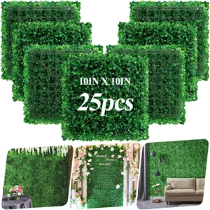 25Pcs Artificial Grass Wall Panels 10" X 10" Greenery Backdrop UV-Protected Faux Boxwood Panels 17.36 ft² Fake Green Wall Privacy Screen for Outdoor Indoor Decor Party Wedding Garden Fence Decorations 25Pcs Artificial Grass Wall Panels 10" X 10" Greenery Backdrop UV-Protected Faux Boxwood Panels 17.36 ft² Fake Green Wall Privacy Screen for Outdoor Indoor Decor Party Wedding Garden Fence Decorations