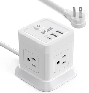 Power Strip Cube Desktop Charging Station 4 Outlets 3 USB Ports 5FT Extension Cord, Overload Protection, Widely Spaced Outlets, Compact for Travel Cruise Ship Dorm ETL Listed Power Strip Cube Desktop Charging Station 4 Outlets 3 USB Ports 5FT Extension Cord, Overload Protection, Widely Spaced Outlets, Compact for Travel Cruise Ship Dorm ETL Listed