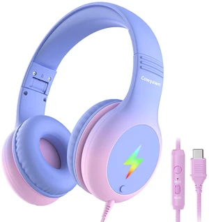 USB Type C Kid Headphones, Kid Wired Headphones with Mic/LED Lights 85/94dB Volume Limit, Stereo Sound, Foldable Over Ear USB-C Headphones for Kids/Boys/Girls/School/Travel/Tablet/iPad, Pink USB Type C Kid Headphones, Kid Wired Headphones with Mic/LED Lights 85/94dB Volume Limit, Stereo Sound, Foldable Over Ear USB-C Headphones for Kids/Boys/Girls/School/Travel/Tablet/iPad, Pink