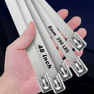 Metal Zip Ties 48 Inch, 500Lb Extra Long Stainless Steel Cable Ties, Heavy Duty Self-Locking Strap Ties, Strength for Exhaust Wrap, Garden Ties, pipes, Outdoor UV Resistant Large Tie Wraps 30 Pcs Metal Zip Ties 48 Inch, 500Lb Extra Long Stainless Steel Cable Ties, Heavy Duty Self-Locking Strap Ties, Strength for Exhaust Wrap, Garden Ties, pipes, Outdoor UV Resistant Large Tie Wraps 30 Pcs