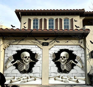 2pack 7x8 ft Halloween Garage Door Cover for one-car Garage Halloween Garage Door Decorations 8x7 ft Banner Backdrop, Easy Installation, for Home Outdoor Indoor Spooky Party Wall 2pack 7x8 ft Halloween Garage Door Cover for one-car Garage Halloween Garage Door Decorations 8x7 ft Banner Backdrop, Easy Installation, for Home Outdoor Indoor Spooky Party Wall
