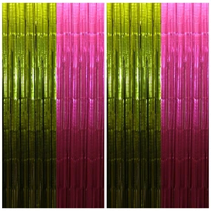 Hot Pink Lime Green Foil Fringe Curtains 4 Pack, Party Backdrop Matte 3.3 x 6.6 ft Each Pink & Green Party Backdrop Indoor Wall, Doorway & Photo Booth Decor Hot Pink Lime Green Foil Fringe Curtains 4 Pack, Party Backdrop Matte 3.3 x 6.6 ft Each Pink & Green Party Backdrop Indoor Wall, Doorway & Photo Booth Decor