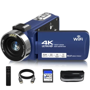 Video Camera, 4K Camcorder 56MP Digital Video Recorder 18X Zoom 3" 270° Rotation Touchscreen IR Night Vision, Wifi Vlogging Camera for YouTube 64GB Card Anti-Shake Remote Control Camera Bag Lens Cap Video Camera, 4K Camcorder 56MP Digital Video Recorder 18X Zoom 3" 270° Rotation Touchscreen IR Night Vision, Wifi Vlogging Camera for YouTube 64GB Card Anti-Shake Remote Control Camera Bag Lens Cap