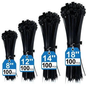 400 Pack Black Zip Ties Assorted Sizes 8+12+14+18 Inch, Heavy Duty 100lbs Self-Locking Electrical Cable Ties, UV Resistant Wire Ties for Indoor and Outdoor Use 400 Pack Black Zip Ties Assorted Sizes 8+12+14+18 Inch, Heavy Duty 100lbs Self-Locking Electrical Cable Ties, UV Resistant Wire Ties for Indoor and Outdoor Use