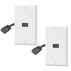 4K HDMI Outlet Wall Plate 1-Port, with Pigtail Cable, 2 Pack Supports 4K@60 Hz HDR ARC, HDMI Outlet for Home Theater, High-Speed, Easy Installation 4K HDMI Outlet Wall Plate 1-Port, with Pigtail Cable, 2 Pack Supports 4K@60 Hz HDR ARC, HDMI Outlet for Home Theater, High-Speed, Easy Installation