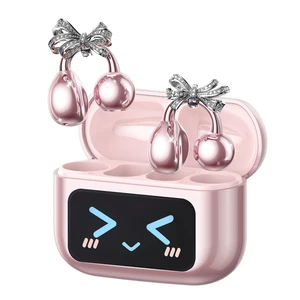 Stylish Open Ear Clip On Earbuds with Removable Butterfly Earring, Clip On Headphones with LCD Touch Screen, Fashionables Open Ear Headphones for Women, Bow Tie Earring Rose Gold Earbuds M100 Stylish Open Ear Clip On Earbuds with Removable Butterfly Earring, Clip On Headphones with LCD Touch Screen, Fashionables Open Ear Headphones for Women, Bow Tie Earring Rose Gold Earbuds M100