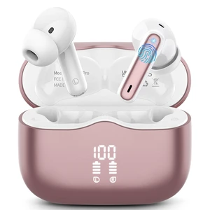 Wireless Earbuds, Bluetooth 5.4 Headphones in Ear with 4 ENC Noise Cancelling Mic, New Wireless Earphones HiFi Stereo Deep Bass 40H Playtime, In-Ear Bluetooth Earbuds LED Display IP7, USB-C, Rose Gold Wireless Earbuds, Bluetooth 5.4 Headphones in Ear with 4 ENC Noise Cancelling Mic, New Wireless Earphones HiFi Stereo Deep Bass 40H Playtime, In-Ear Bluetooth Earbuds LED Display IP7, USB-C, Rose Gold