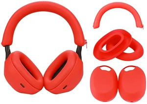 XM5 Sweat Covers Accessories for Sony WH-1000XM5 - Red Soft Silicone Case, 3-in-1 Headphone Covers with Ear Cover & Headband Cover & Shell Protector, Sweatproof & Washable XM5 Sweat Covers Accessories for Sony WH-1000XM5 - Red Soft Silicone Case, 3-in-1 Headphone Covers with Ear Cover & Headband Cover & Shell Protector, Sweatproof & Washable