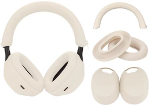XM5 Sweat Covers Accessories for Sony WH-1000XM5 - Beige Soft Silicone Case, 3-in-1 Headphone Covers with Ear Cover & Headband Cover & Shell Protector, Sweatproof & Washable XM5 Sweat Covers Accessories for Sony WH-1000XM5 - Beige Soft Silicone Case, 3-in-1 Headphone Covers with Ear Cover & Headband Cover & Shell Protector, Sweatproof & Washable