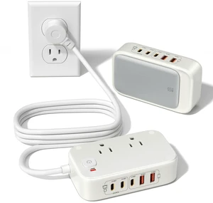 Travel Power Strip with PD65W Fasting Charging 7-in-1 USB C Charging Station, 5FT Extension Cord with Multiple Outlets with USB C/A 2500W AC Outlet for Home/Office/College/Travel Travel Power Strip with PD65W Fasting Charging 7-in-1 USB C Charging Station, 5FT Extension Cord with Multiple Outlets with USB C/A 2500W AC Outlet for Home/Office/College/Travel