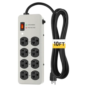 20A Heavy Duty Power Strip Surge Protector,Gray,12 Gauge,8AC/10FT Metal Surge Protector with 1200J,Wall Mountable 5-15P to 5-20R T-Slot Outlet for Appliance,Workshop,Industrial,High Amp 20A Heavy Duty Power Strip Surge Protector,Gray,12 Gauge,8AC/10FT Metal Surge Protector with 1200J,Wall Mountable 5-15P to 5-20R T-Slot Outlet for Appliance,Workshop,Industrial,High Amp