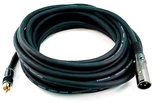 Premier Series XLR Male to RCA Male Cable Gold Plated Connectors 16AWG Shielded Twisted Pair Oxygen-Free Copper Braid Conductors Premier Series XLR Male to RCA Male Cable Gold Plated Connectors 16AWG Shielded Twisted Pair Oxygen-Free Copper Braid Conductors