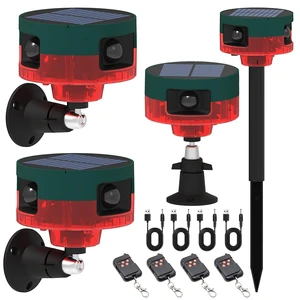 Solar Outdoor Motion Sensor Alarm: Dog Barking&Gunshot Sound, 129db Loud Siren,Support Recording, 13 Kinds of Sound Strobe Light.4PCS Solar Outdoor Motion Sensor Alarm: Dog Barking&Gunshot Sound, 129db Loud Siren,Support Recording, 13 Kinds of Sound Strobe Light.4PCS