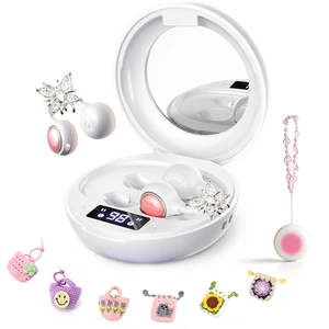 Clip On Open Ear Earbuds, Butterfly Earrings Bracelet Handmade Bag Bluetooth 6.0 Wireless Headphones for Women Girl Gift, Powder Compact Case with LED Display& Mirror, Sports Workout, Pink Clip On Open Ear Earbuds, Butterfly Earrings Bracelet Handmade Bag Bluetooth 6.0 Wireless Headphones for Women Girl Gift, Powder Compact Case with LED Display& Mirror, Sports Workout, Pink
