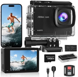 4K 60FPS Action Camera with 64GB Card-48MP Waterproof Camera,40M Underwater Camera,8X Zoom,EIS Stabilization,WiFi,Remote Control,MotorcycleCamera with 2 Rechargeable Batteries 4K 60FPS Action Camera with 64GB Card-48MP Waterproof Camera,40M Underwater Camera,8X Zoom,EIS Stabilization,WiFi,Remote Control,MotorcycleCamera with 2 Rechargeable Batteries