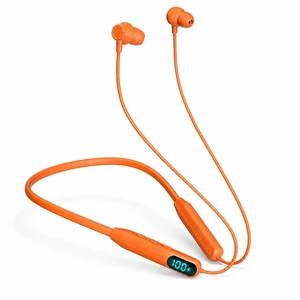 Wireless Bluetooth Neckband Headphones with LED Battery Display, Deep Bass Stereo Earbuds, Magnetic Earphones with Built-in Mic, Noise Isolating, Long Battery Life for Sports, Running & Work (Orange) Wireless Bluetooth Neckband Headphones with LED Battery Display, Deep Bass Stereo Earbuds, Magnetic Earphones with Built-in Mic, Noise Isolating, Long Battery Life for Sports, Running & Work (Orange)