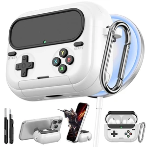 Retro Game Case for AirPods Pro 3 Game Console Design Protective Cover with Foldable Stand, Secure Lock Anti-Drop Shockproof PC+TPU Case, Keychain & Cleaning Kit for Men & Boys, White Retro Game Case for AirPods Pro 3 Game Console Design Protective Cover with Foldable Stand, Secure Lock Anti-Drop Shockproof PC+TPU Case, Keychain & Cleaning Kit for Men & Boys, White