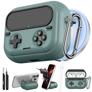 Retro Game Case for AirPods Pro 3 Game Console Design Protective Cover with Foldable Stand, Secure Lock Anti-Drop Shockproof PC+TPU Case, Keychain & Cleaning Kit for Men & Boys, Pine Green Retro Game Case for AirPods Pro 3 Game Console Design Protective Cover with Foldable Stand, Secure Lock Anti-Drop Shockproof PC+TPU Case, Keychain & Cleaning Kit for Men & Boys, Pine Green