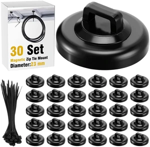 30 Set Magnetic Zip Tie Mount and Nylon Cable Ties, 23 mm Multipurpose Wire Cable Holder Mount Wire Clips Management Electrical Organization Supplies (Black) 30 Set Magnetic Zip Tie Mount and Nylon Cable Ties, 23 mm Multipurpose Wire Cable Holder Mount Wire Clips Management Electrical Organization Supplies (Black)