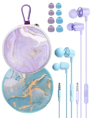 2-Pack Teens Wired Earbuds with Cases, 3.5mm School Headphones, Blueviolet 2-Pack Teens Wired Student Earbuds with Carabiner Clips to Attach on School Backpacks, 2 Aesthetic Cases & Mics 2-Pack Teens Wired Earbuds with Cases, 3.5mm School Headphones, Blueviolet 2-Pack Teens Wired Student Earbuds with Carabiner Clips to Attach on School Backpacks, 2 Aesthetic Cases & Mics