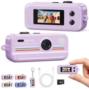 Mini Keychain Camera, 1080P Mini Digital Camera with 32GB Card 2MP 0.96 Inch Tiny Camera, 16X Digital Zoom, 1080P HD Video, Rechargeable Battery, Micro Camera for Travel, Purple Mini Keychain Camera, 1080P Mini Digital Camera with 32GB Card 2MP 0.96 Inch Tiny Camera, 16X Digital Zoom, 1080P HD Video, Rechargeable Battery, Micro Camera for Travel, Purple