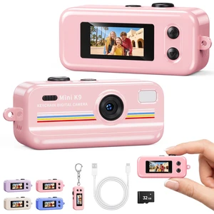 Mini Keychain Camera, 1080P Mini Digital Camera with 32GB Card 2MP 0.96 Inch Tiny Camera, 16X Digital Zoom, 1080P HD Video, Rechargeable Battery, Micro Camera for Travel, Pink Mini Keychain Camera, 1080P Mini Digital Camera with 32GB Card 2MP 0.96 Inch Tiny Camera, 16X Digital Zoom, 1080P HD Video, Rechargeable Battery, Micro Camera for Travel, Pink