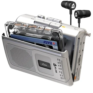 K8 Cassette Player with Headphones, Portable Recorder, AM FM Radio Includes a Built-in Microphone and Speaker, Plus Audio Jack for Private Listening - Silver, Runs on Batteries or AC Power K8 Cassette Player with Headphones, Portable Recorder, AM FM Radio Includes a Built-in Microphone and Speaker, Plus Audio Jack for Private Listening - Silver, Runs on Batteries or AC Power