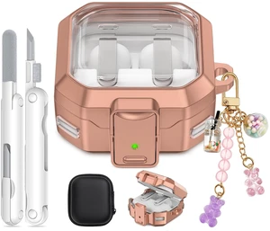 Secure Lock for Galaxy Buds 4 Pro Case and Buds 4 Case Cover, Clear Soft TPU Case with Cleaner Kit and Keychain for Women Girlu, Cute Cover for Samsung Galaxy Buds 4/4Pro 2026 Secure Lock for Galaxy Buds 4 Pro Case and Buds 4 Case Cover, Clear Soft TPU Case with Cleaner Kit and Keychain for Women Girlu, Cute Cover for Samsung Galaxy Buds 4/4Pro 2026