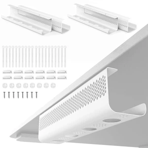 Cable Management Under Desk 52PCS - Cable Management Tray Kit Ventilated Hexagonal Design with Cable Clips, Wire Ties, Cord Holder & Screws for Office, Home - 4 White Sets Cable Management Under Desk 52PCS - Cable Management Tray Kit Ventilated Hexagonal Design with Cable Clips, Wire Ties, Cord Holder & Screws for Office, Home - 4 White Sets