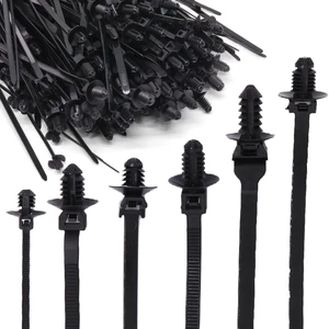 240PCS Nylon Push Mount Zip Ties, Heavy Duty Cable Tie Black Wire Tie with Push Pin Fir Tree Zipties Self Locking Design for Indoor and Outdoor (6 Types) 240PCS Nylon Push Mount Zip Ties, Heavy Duty Cable Tie Black Wire Tie with Push Pin Fir Tree Zipties Self Locking Design for Indoor and Outdoor (6 Types)