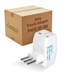 3 in 1 Italy Travel Adapter - Type L - Grounded & Universal - Perfect for Phones, Laptops, Camera Chargers 100 Units per Box (GP3-12A) 3 in 1 Italy Travel Adapter - Type L - Grounded & Universal - Perfect for Phones, Laptops, Camera Chargers 100 Units per Box (GP3-12A)