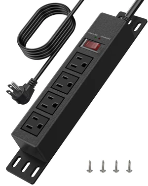 1500J Small Surge Protector Power Strip 4 Outlets 6 ft, Black Grounded & Protected Lights, Mountable, RESET Switch, 12A/1500W, 16AWG Flat Plug Extension Cord for Home Office, ETL Listed 1500J Small Surge Protector Power Strip 4 Outlets 6 ft, Black Grounded & Protected Lights, Mountable, RESET Switch, 12A/1500W, 16AWG Flat Plug Extension Cord for Home Office, ETL Listed