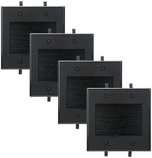 Black Brush Wall Plate, 2 Gang Wall Plate with Built-in Low Voltage Mounting Bracket for Cables Pass Through in-Wall (Pack of 4) Black Brush Wall Plate, 2 Gang Wall Plate with Built-in Low Voltage Mounting Bracket for Cables Pass Through in-Wall (Pack of 4)